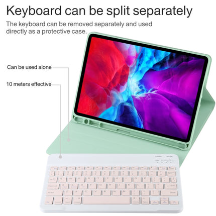 TG11B Detachable Bluetooth Pink Keyboard + Microfiber Leather Tablet Case for iPad Pro 11 inch (2020), with Pen Slot & Holder (Green)-garmade.com