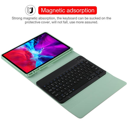 TG11B Detachable Bluetooth Black Keyboard + Microfiber Leather Tablet Case for iPad Pro 11 inch (2020), with Pen Slot & Holder (Green)-garmade.com