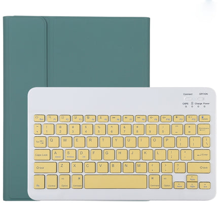 TG11B Detachable Bluetooth Yellow Keyboard + Microfiber Leather Tablet Case for iPad Pro 11 inch (2020), with Pen Slot & Holder (Dark Green)-garmade.com
