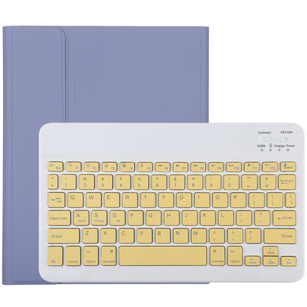 TG11B Detachable Bluetooth Yellow Keyboard + Microfiber Leather Tablet Case for iPad Pro 11 inch (2020), with Pen Slot & Holder (Purple)-garmade.com
