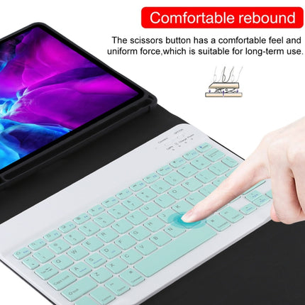 TG11B Detachable Bluetooth Green Keyboard + Microfiber Leather Tablet Case for iPad Pro 11 inch (2020), with Pen Slot & Holder (Black)-garmade.com