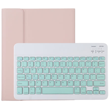 TG11B Detachable Bluetooth Green Keyboard + Microfiber Leather Tablet Case for iPad Pro 11 inch (2020), with Pen Slot & Holder (Pink)-garmade.com