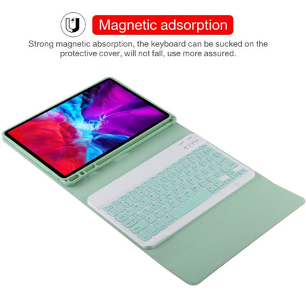 TG11B Detachable Bluetooth Green Keyboard + Microfiber Leather Tablet Case for iPad Pro 11 inch (2020), with Pen Slot & Holder (Green)-garmade.com