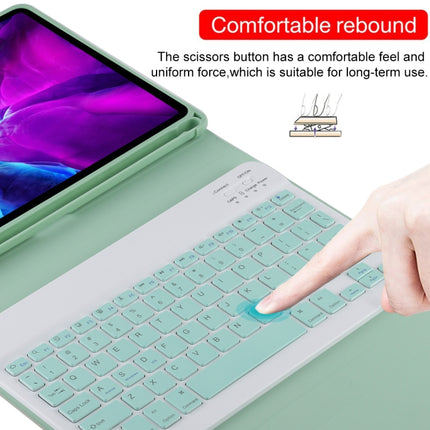 TG11B Detachable Bluetooth Green Keyboard + Microfiber Leather Tablet Case for iPad Pro 11 inch (2020), with Pen Slot & Holder (Green)-garmade.com