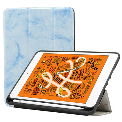 Marble Texture Pattern Horizontal Flip Leather Case for iPad Mini 2019, with Three-folding Holder & Pen Slot & Sleep / Wake-up Function (Blue)-garmade.com