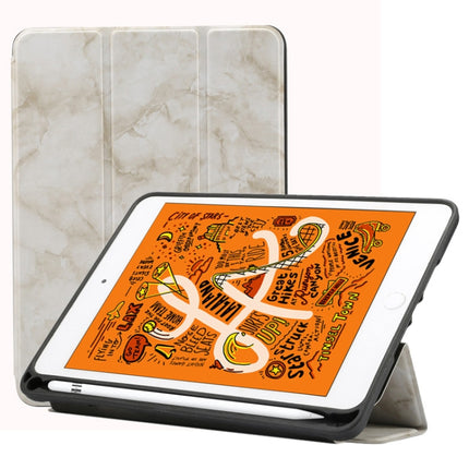 Marble Texture Pattern Horizontal Flip Leather Case for iPad Mini 2019, with Three-folding Holder & Pen Slot & Sleep / Wake-up Function (White)-garmade.com