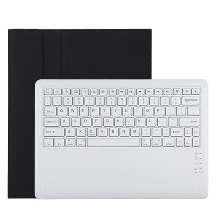T129 Detachable Bluetooth White Keyboard Microfiber Leather Tablet Case for iPad Pro 12.9 inch (2020), with Holder (Black)-garmade.com