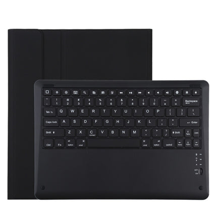 T129 Detachable Bluetooth Black Keyboard Microfiber Leather Tablet Case for iPad Pro 12.9 inch (2020), with Holder (Black)-garmade.com
