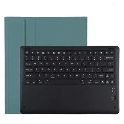 T129 Detachable Bluetooth Black Keyboard Microfiber Leather Tablet Case for iPad Pro 12.9 inch (2020), with Holder (Dark Green)-garmade.com