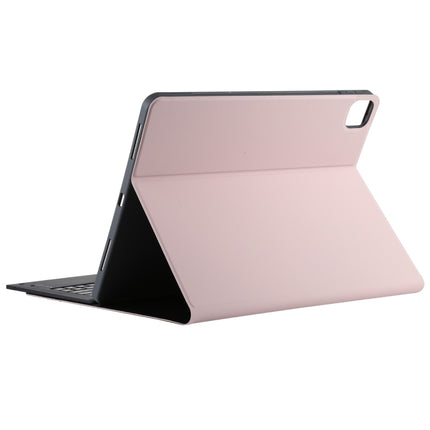 T129 Detachable Bluetooth Black Keyboard Microfiber Leather Tablet Case for iPad Pro 12.9 inch (2020), with Holder (Pink)-garmade.com