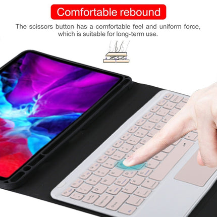 TG11BC Detachable Bluetooth Pink Keyboard Microfiber Leather Tablet Case for iPad Pro 11 inch (2020), with Touchpad & Pen Slot & Holder (Black)-garmade.com