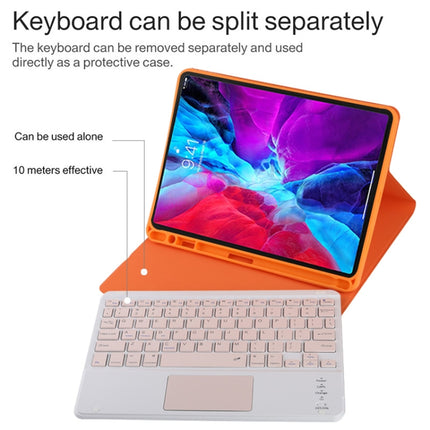 TG11BC Detachable Bluetooth Pink Keyboard Microfiber Leather Tablet Case for iPad Pro 11 inch (2020), with Touchpad & Pen Slot & Holder (Orange)-garmade.com