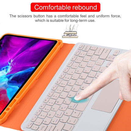 TG11BC Detachable Bluetooth Pink Keyboard Microfiber Leather Tablet Case for iPad Pro 11 inch (2020), with Touchpad & Pen Slot & Holder (Orange)-garmade.com