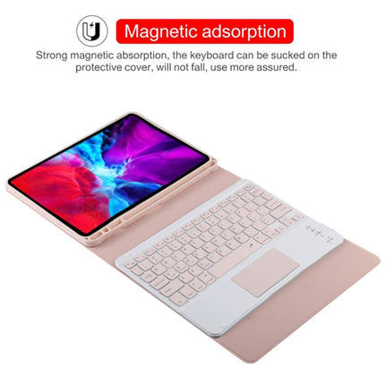 TG11BC Detachable Bluetooth Pink Keyboard Microfiber Leather Tablet Case for iPad Pro 11 inch (2020), with Touchpad & Pen Slot & Holder (Pink)-garmade.com