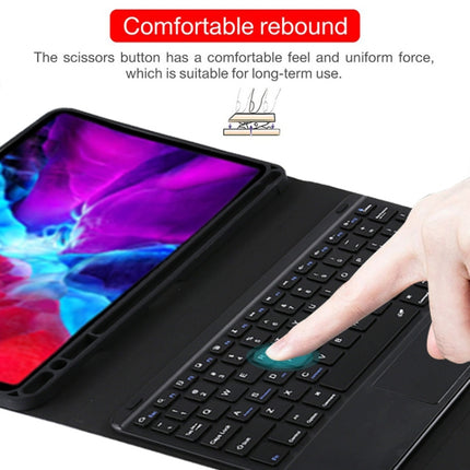 TG11BC Detachable Bluetooth Black Keyboard Microfiber Leather Tablet Case for iPad Pro 11 inch (2020), with Touchpad & Pen Slot & Holder (Black)-garmade.com