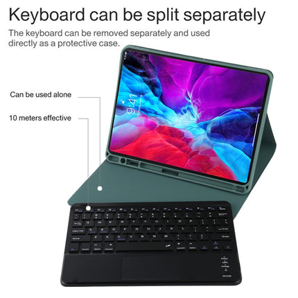TG11BC Detachable Bluetooth Black Keyboard Microfiber Leather Tablet Case for iPad Pro 11 inch (2020), with Touchpad & Pen Slot & Holder (Dark Green)-garmade.com