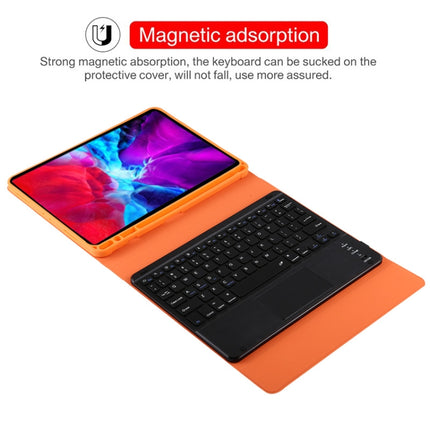 TG11BC Detachable Bluetooth Black Keyboard Microfiber Leather Tablet Case for iPad Pro 11 inch (2020), with Touchpad & Pen Slot & Holder (Orange)-garmade.com