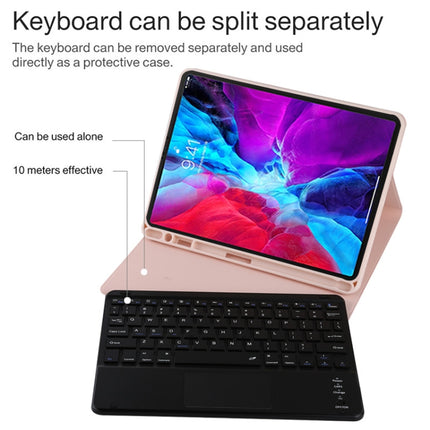 TG11BC Detachable Bluetooth Black Keyboard Microfiber Leather Tablet Case for iPad Pro 11 inch (2020), with Touchpad & Pen Slot & Holder (Pink)-garmade.com