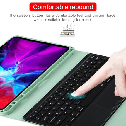 TG11BC Detachable Bluetooth Black Keyboard Microfiber Leather Tablet Case for iPad Pro 11 inch (2020), with Touchpad & Pen Slot & Holder (Green)-garmade.com