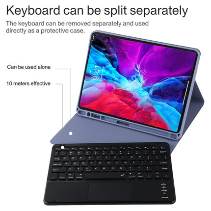 TG11BC Detachable Bluetooth Black Keyboard Microfiber Leather Tablet Case for iPad Pro 11 inch (2020), with Touchpad & Pen Slot & Holder (Purple)-garmade.com