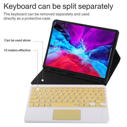 TG11BC Detachable Bluetooth Yellow Keyboard Microfiber Leather Tablet Case for iPad Pro 11 inch (2020), with Touchpad & Pen Slot & Holder (Black)-garmade.com