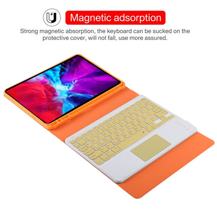 TG11BC Detachable Bluetooth Yellow Keyboard Microfiber Leather Tablet Case for iPad Pro 11 inch (2020), with Touchpad & Pen Slot & Holder (Orange)-garmade.com