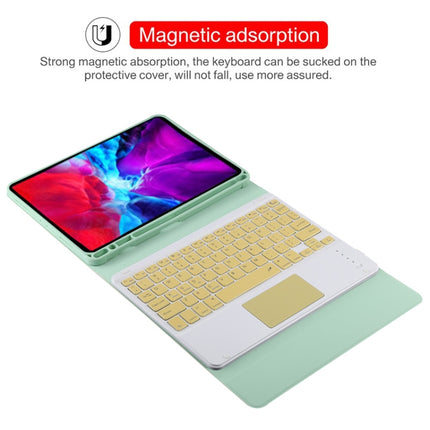 TG11BC Detachable Bluetooth Yellow Keyboard Microfiber Leather Tablet Case for iPad Pro 11 inch (2020), with Touchpad & Pen Slot & Holder (Green)-garmade.com