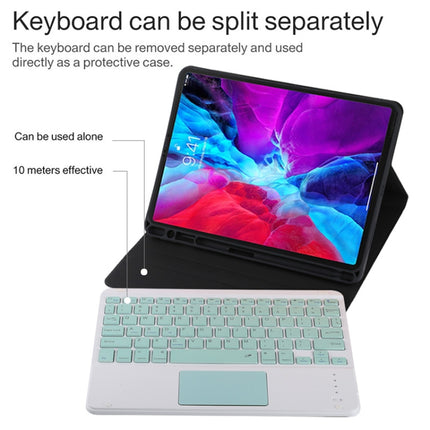 TG11BC Detachable Bluetooth Green Keyboard Microfiber Leather Tablet Case for iPad Pro 11 inch (2020), with Touchpad & Pen Slot & Holder (Black)-garmade.com