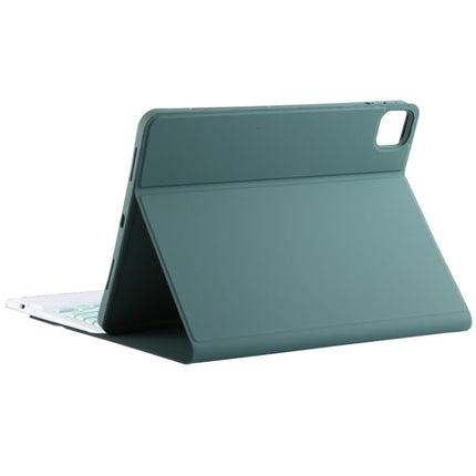 TG11BC Detachable Bluetooth Green Keyboard Microfiber Leather Tablet Case for iPad Pro 11 inch (2020), with Touchpad & Pen Slot & Holder (Dark Green)-garmade.com