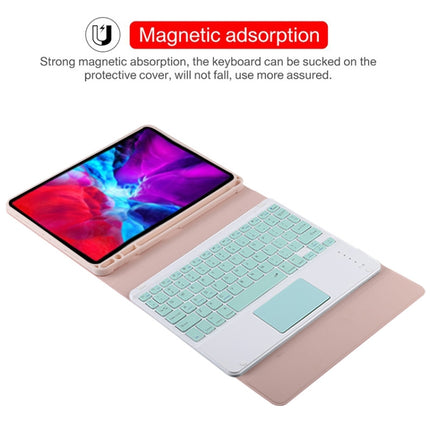TG11BC Detachable Bluetooth Green Keyboard Microfiber Leather Tablet Case for iPad Pro 11 inch (2020), with Touchpad & Pen Slot & Holder (Pink)-garmade.com