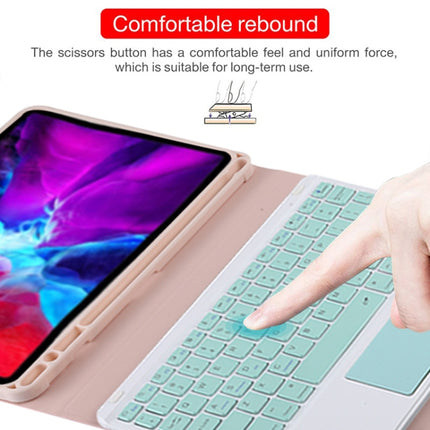 TG11BC Detachable Bluetooth Green Keyboard Microfiber Leather Tablet Case for iPad Pro 11 inch (2020), with Touchpad & Pen Slot & Holder (Pink)-garmade.com