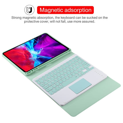 TG11BC Detachable Bluetooth Green Keyboard Microfiber Leather Tablet Case for iPad Pro 11 inch (2020), with Touchpad & Pen Slot & Holder (Green)-garmade.com
