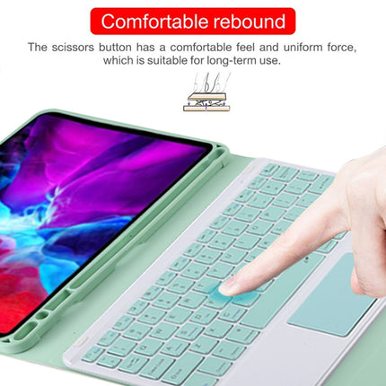 TG11BC Detachable Bluetooth Green Keyboard Microfiber Leather Tablet Case for iPad Pro 11 inch (2020), with Touchpad & Pen Slot & Holder (Green)-garmade.com