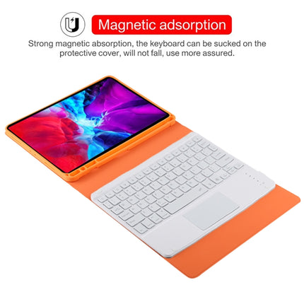 TG11BCS Detachable Bluetooth White Keyboard Microfiber Leather Tablet Case for iPad Pro 11 inch (2020), with Backlight & Touchpad & Pen Slot & Holder (Orange)-garmade.com