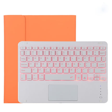 TG11BCS Detachable Bluetooth White Keyboard Microfiber Leather Tablet Case for iPad Pro 11 inch (2020), with Backlight & Touchpad & Pen Slot & Holder (Orange)-garmade.com