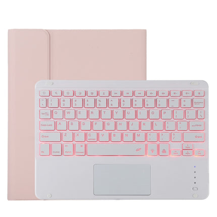 TG11BCS Detachable Bluetooth White Keyboard Microfiber Leather Tablet Case for iPad Pro 11 inch (2020), with Backlight & Touchpad & Pen Slot & Holder (Pink)-garmade.com