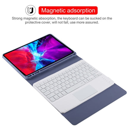 TG11BCS Detachable Bluetooth White Keyboard Microfiber Leather Tablet Case for iPad Pro 11 inch (2020), with Backlight & Touchpad & Pen Slot & Holder (Purple)-garmade.com