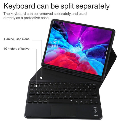 TG11BCS Detachable Bluetooth Black Keyboard Microfiber Leather Tablet Case for iPad Pro 11 inch (2020), with Backlight & Touchpad & Pen Slot & Holder (Black)-garmade.com
