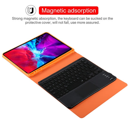 TG11BCS Detachable Bluetooth Black Keyboard Microfiber Leather Tablet Case for iPad Pro 11 inch (2020), with Backlight & Touchpad & Pen Slot & Holder (Orange)-garmade.com