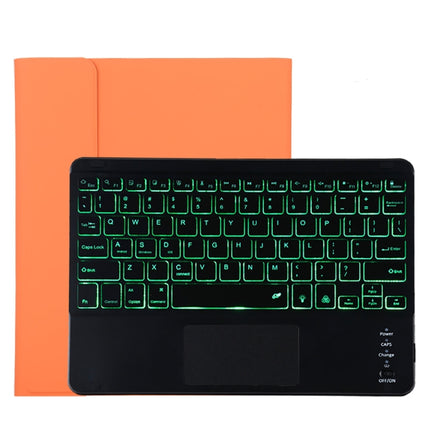 TG11BCS Detachable Bluetooth Black Keyboard Microfiber Leather Tablet Case for iPad Pro 11 inch (2020), with Backlight & Touchpad & Pen Slot & Holder (Orange)-garmade.com