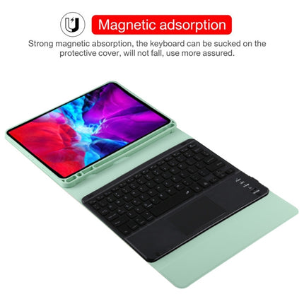 TG11BCS Detachable Bluetooth Black Keyboard Microfiber Leather Tablet Case for iPad Pro 11 inch (2020), with Backlight & Touchpad & Pen Slot & Holder (Green)-garmade.com