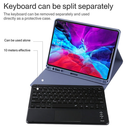 TG11BCS Detachable Bluetooth Black Keyboard Microfiber Leather Tablet Case for iPad Pro 11 inch (2020), with Backlight & Touchpad & Pen Slot & Holder (Purple)-garmade.com