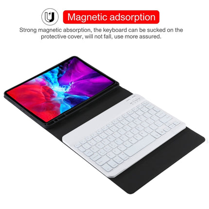 TG11BS Detachable Bluetooth White Keyboard Microfiber Leather Tablet Case for iPad Pro 11 inch (2020), with Backlight & Pen Slot & Holder (Black)-garmade.com