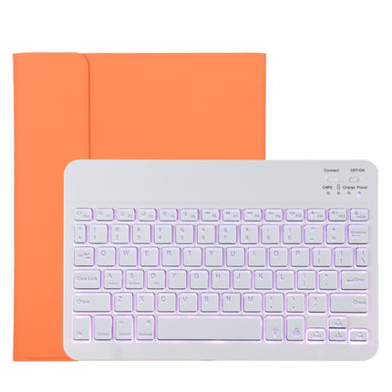 TG11BS Detachable Bluetooth White Keyboard Microfiber Leather Tablet Case for iPad Pro 11 inch (2020), with Backlight & Pen Slot & Holder (Orange)-garmade.com