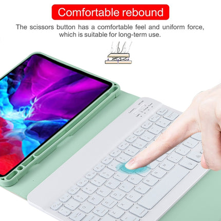 TG11BS Detachable Bluetooth White Keyboard Microfiber Leather Tablet Case for iPad Pro 11 inch (2020), with Backlight & Pen Slot & Holder (Green)-garmade.com