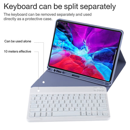 TG11BS Detachable Bluetooth White Keyboard Microfiber Leather Tablet Case for iPad Pro 11 inch (2020), with Backlight & Pen Slot & Holder (Purple)-garmade.com