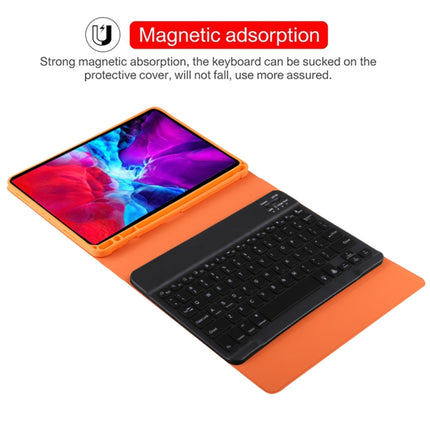 TG11BS Detachable Bluetooth Black Keyboard + Microfiber Leather Tablet Case for iPad Pro 11 inch (2020), with Backlight & Pen Slot & Holder(Orange)-garmade.com