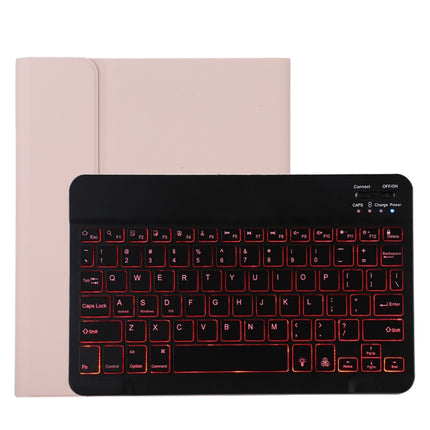 TG11BS Detachable Bluetooth Black Keyboard + Microfiber Leather Tablet Case for iPad Pro 11 inch (2020), with Backlight & Pen Slot & Holder(Pink)-garmade.com