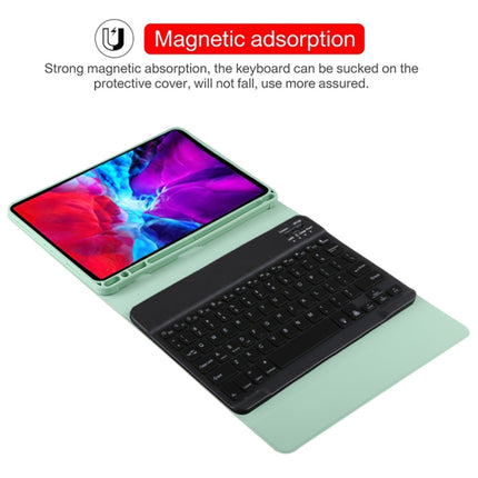 TG11BS Detachable Bluetooth Black Keyboard + Microfiber Leather Tablet Case for iPad Pro 11 inch (2020), with Backlight & Pen Slot & Holder(Green)-garmade.com