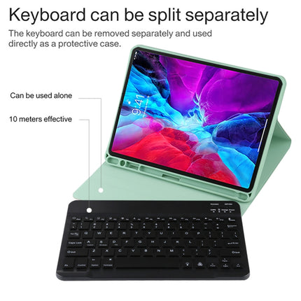 TG11BS Detachable Bluetooth Black Keyboard + Microfiber Leather Tablet Case for iPad Pro 11 inch (2020), with Backlight & Pen Slot & Holder(Green)-garmade.com